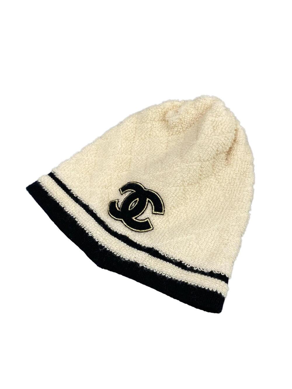 Chanel Cream Black Gold Cashmere Hat #341956C96B